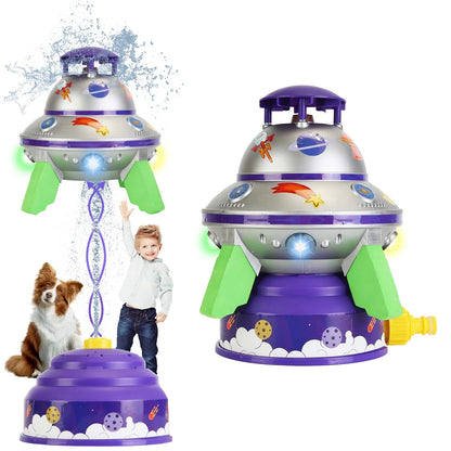 UFO Rocket Sprinkler with LED Lights | Adjustable Summer Toy – in-use product view