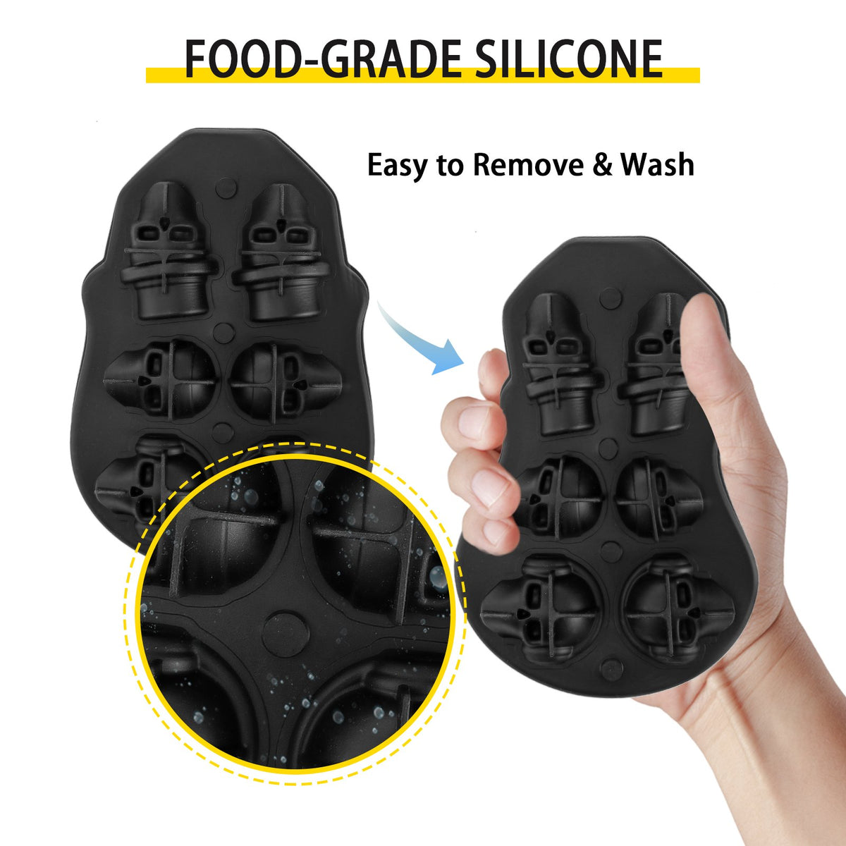 6-Cavity Skull Ice Cube Tray – product detail view