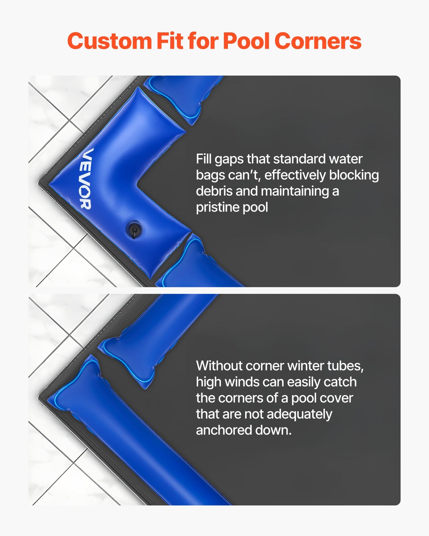 Winter Pool Cover Corner Water Bags, 4-Pack, 26 Gauge – feature detail view