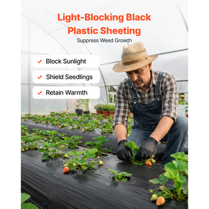 6 Mil Black Plastic Sheeting, 10 x 25 ft Heavy-Duty Polyethylene Roll – feature detail view