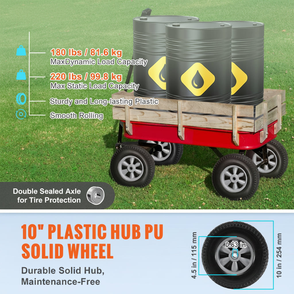 10" Flat-Free Solid PU Wheels 2-Pack for Carts & Hand Trucks – alternate product view