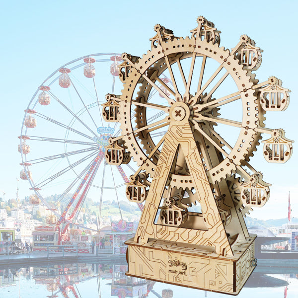3D Wooden Ferris Wheel Music Box | DIY Puzzle Assembly Kit – alternate product view