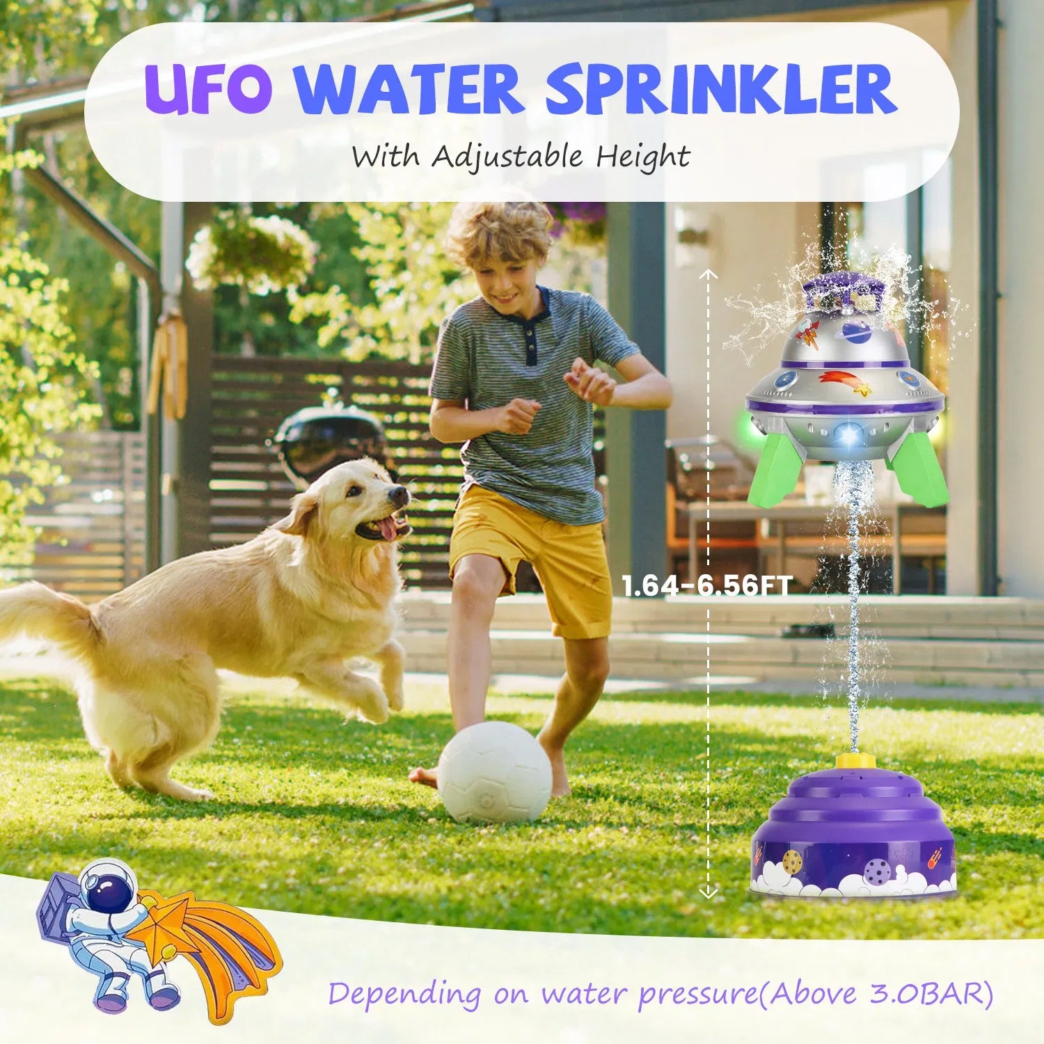 UFO Rocket Sprinkler with LED Lights | Adjustable Summer Toy – additional product view 7