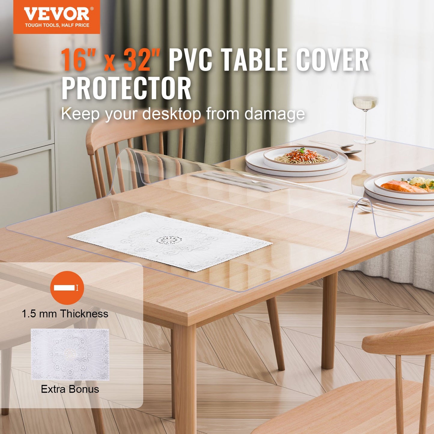 Clear PVC Desk and Table Protector 16 x 32 in – alternate product view