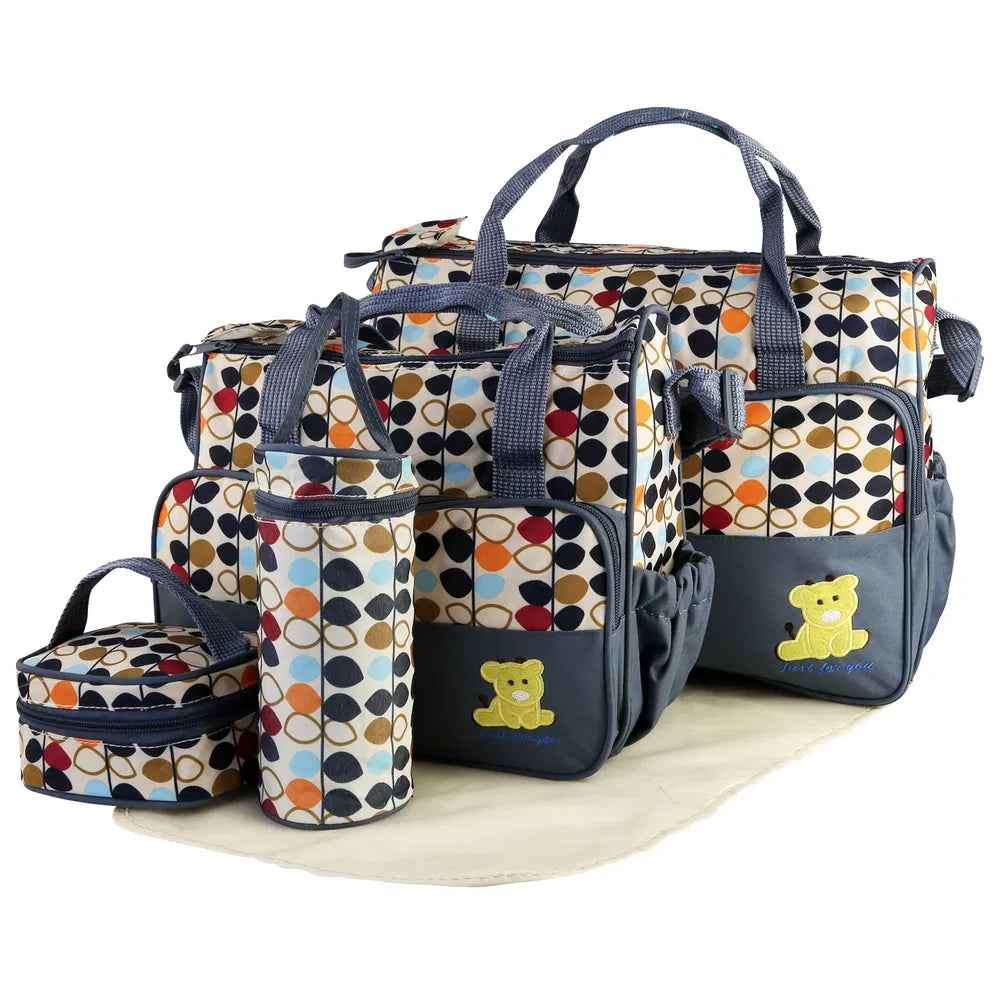5-Piece Diaper Bag Set with Changing Pad & Insulated Pockets – in-use product view