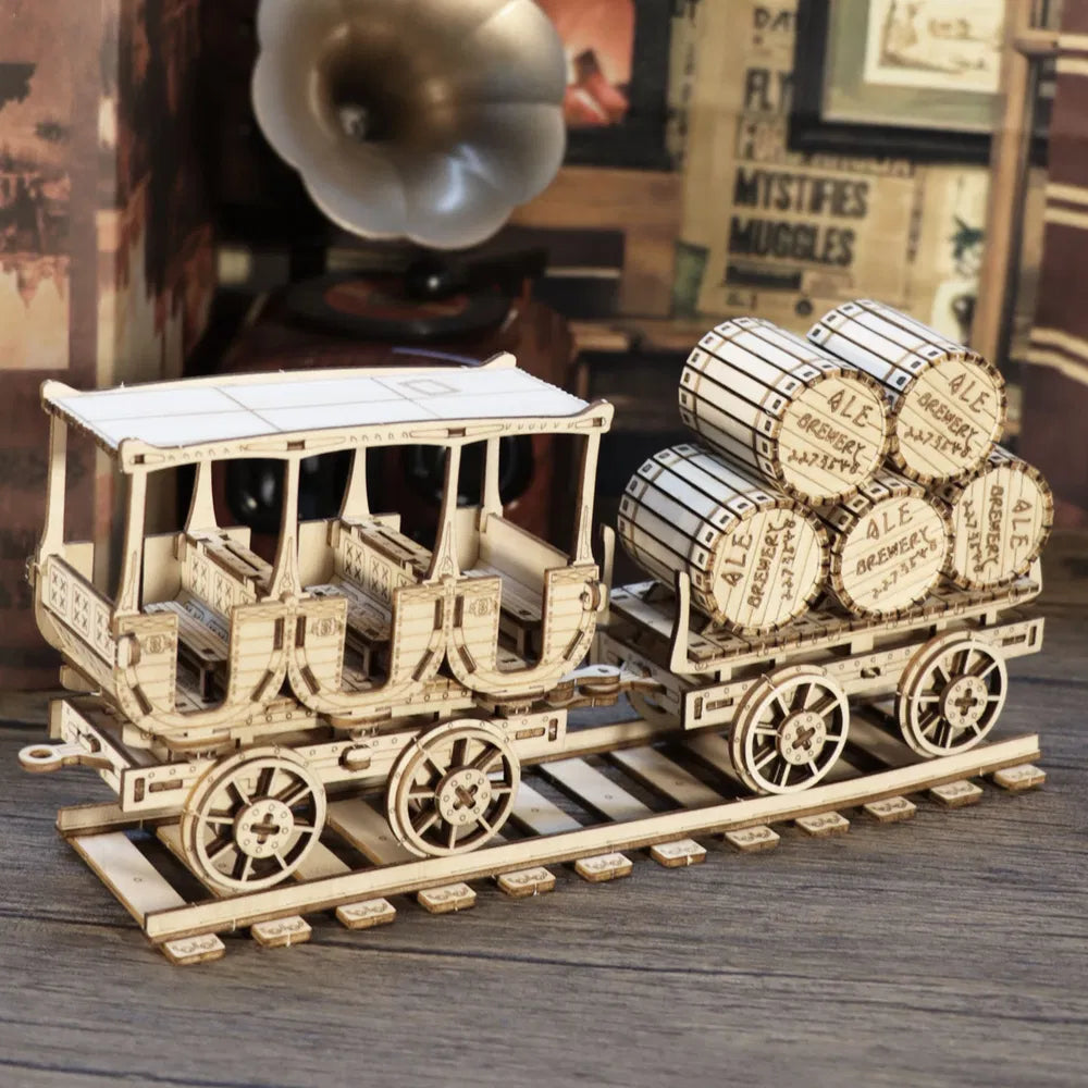 3D Wooden Wine Truck Puzzle Kit | DIY Brain Teaser Model – in-use product view