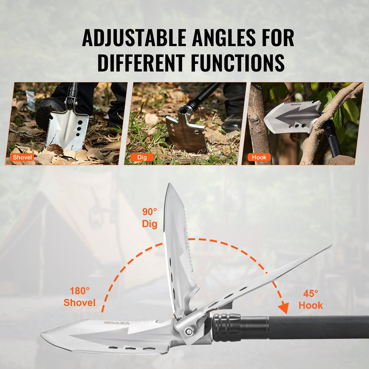 8-in-1 Folding Survival Shovel – alternate angle