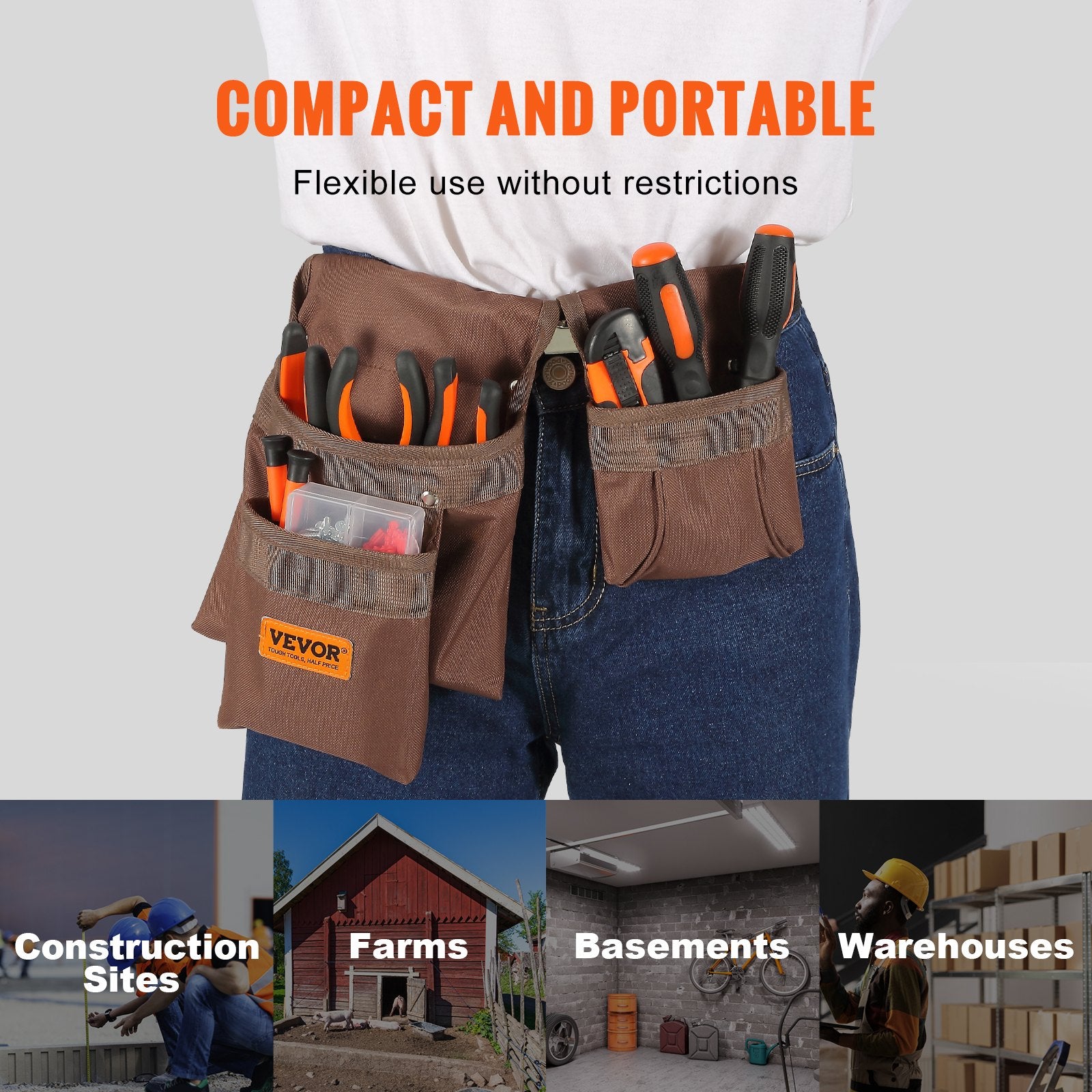 Heavy Duty Adjustable Tool Belt 29–54 in – product detail view