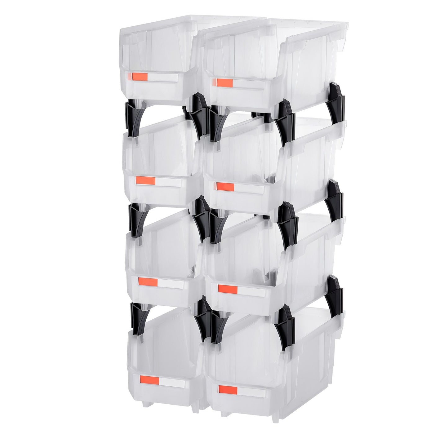 8-Pack Clear Stackable Storage Bins 10.9 x 5.5 x 5.1 in – main product view