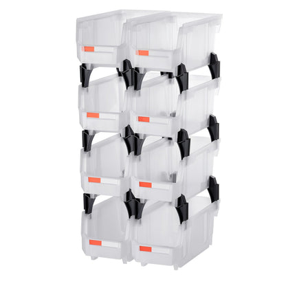 8-Pack Clear Stackable Storage Bins 10.9 x 5.5 x 5.1 in – main product view