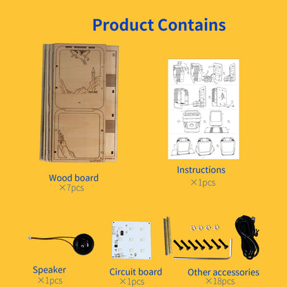 3D Wooden Castle Music Box with Night Light | DIY Puzzle Kit – alternate product view
