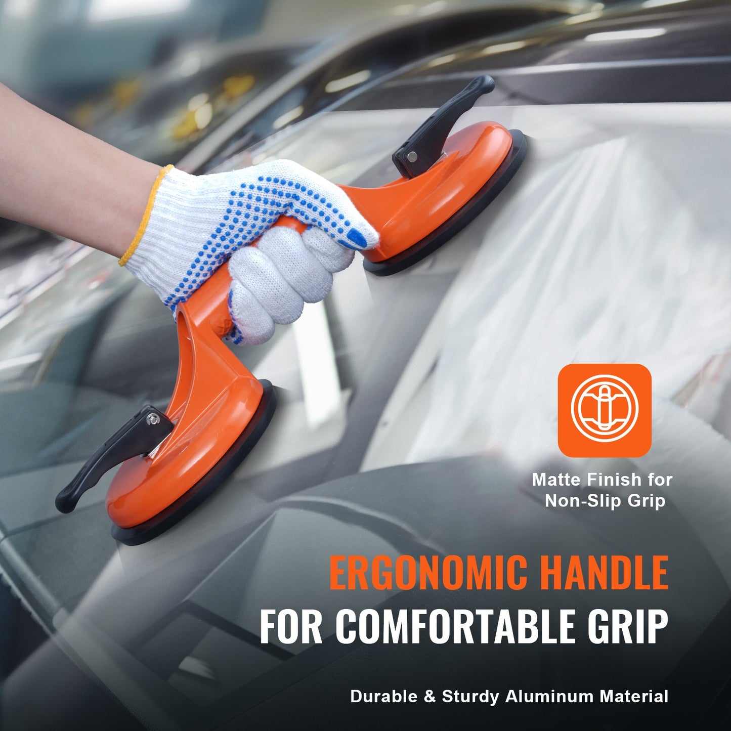 330 lb Vacuum Glass Suction Cup Lifters 2-Pack with Aluminum Handles – in-use product view