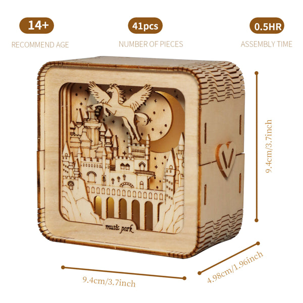 3D Wooden Pegasus Castle Puzzle with Night Light | DIY Model – product detail view