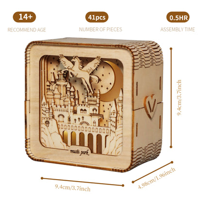 3D Wooden Pegasus Castle Puzzle with Night Light | DIY Model – product detail view