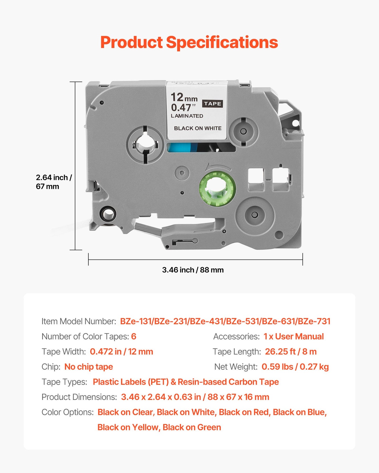 6-Pack 12mm Label Maker Tape – additional product view 10