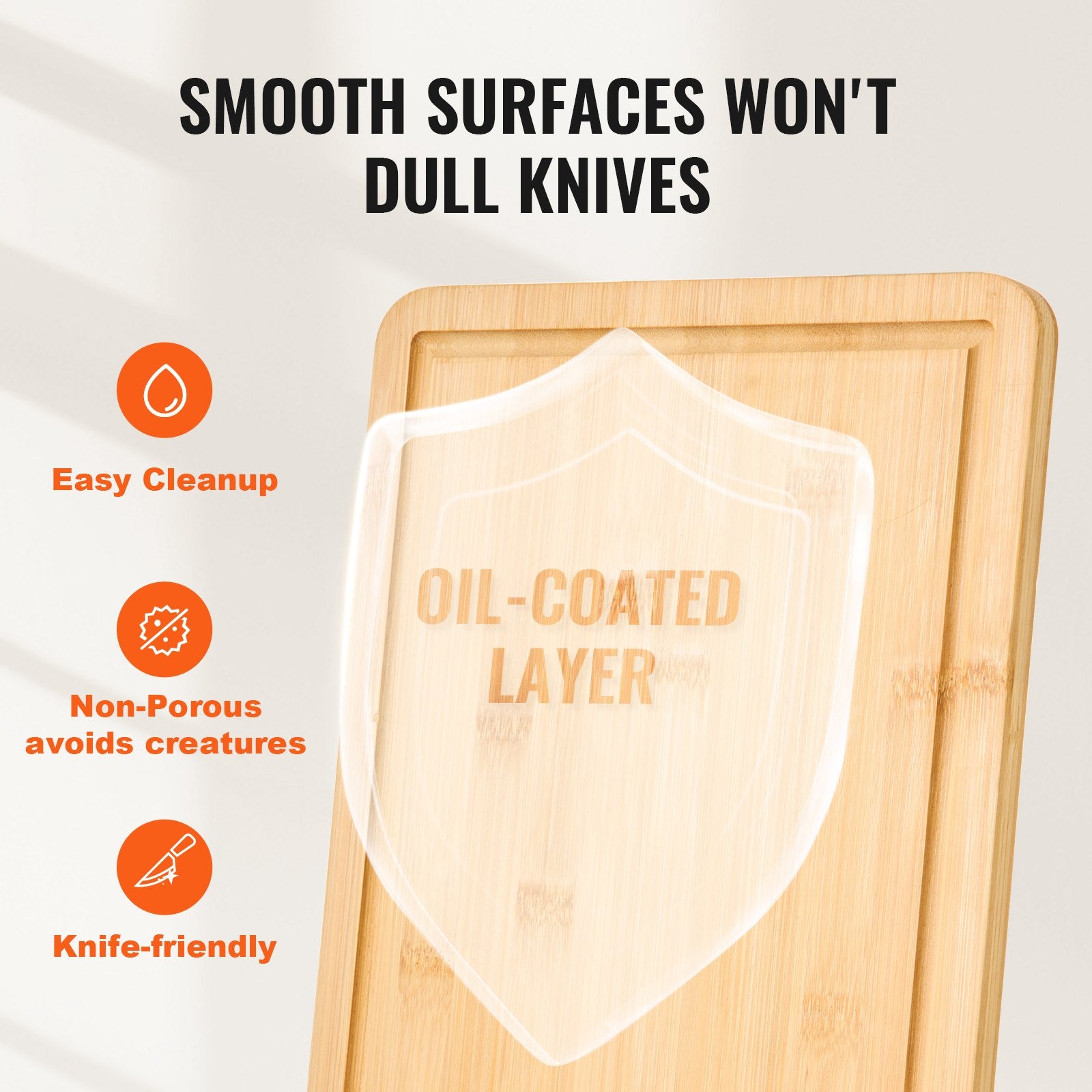 Bamboo Cutting Board with Built-In Handle – alternate angle