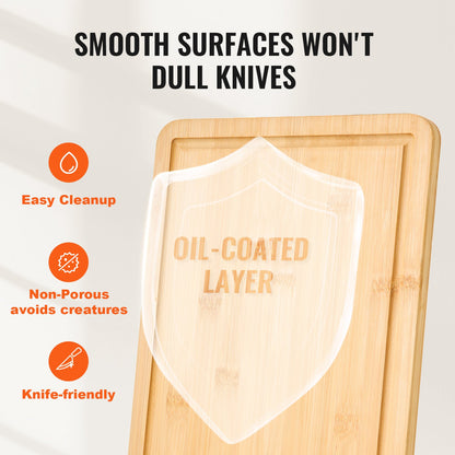 Bamboo Cutting Board with Built-In Handle – alternate angle