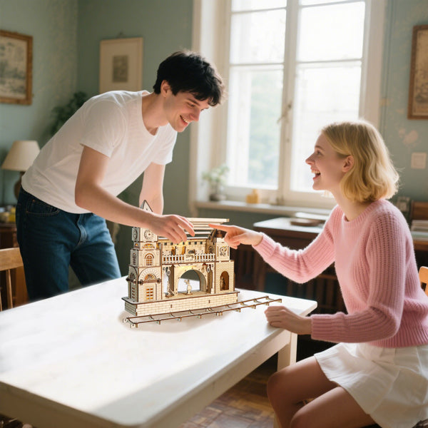 3D Wooden Railway Station Puzzle Kit | DIY Model Building Craft – additional product view