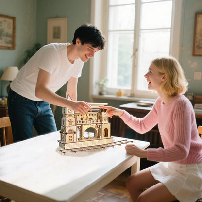 3D Wooden Railway Station Puzzle Kit | DIY Model Building Craft – additional product view