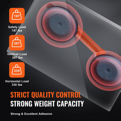 330 lb Vacuum Glass Suction Cup Lifters 2-Pack with Aluminum Handles – feature detail view