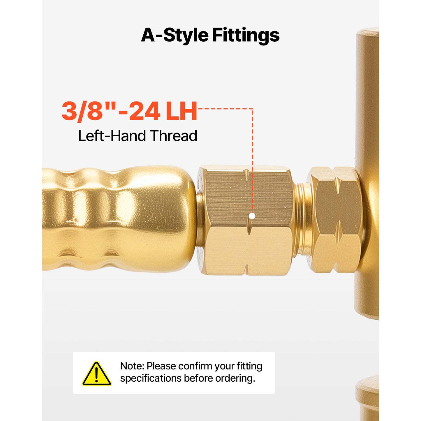 12 ft R-Grade Acetylene Torch Hose with 3/8-24 LH A-Type Fittings – product detail view