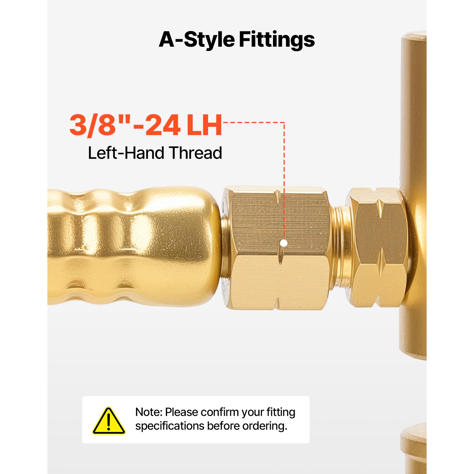 12 ft R-Grade Acetylene Torch Hose with 3/8-24 LH A-Type Fittings – product detail view