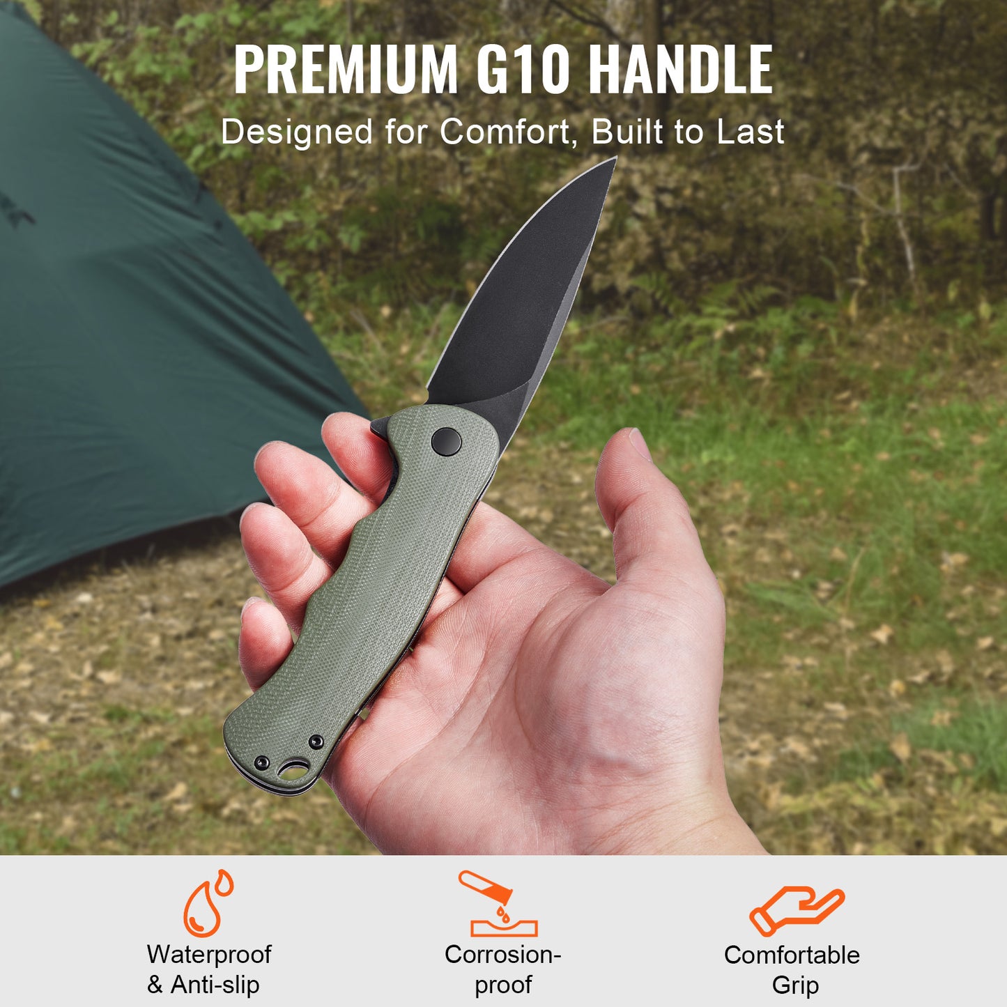 Folding Pocket Knife with 3.5 in D2 Steel Blade – main product view