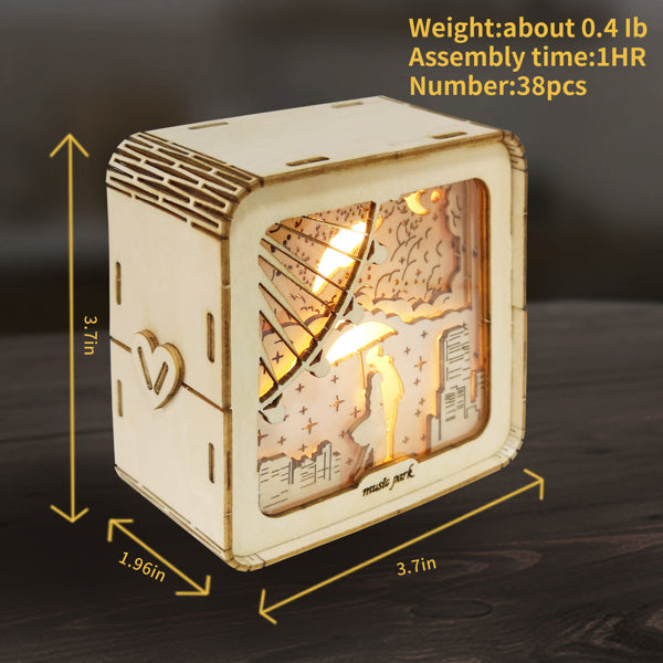 3D Wooden Love Puzzle Kit with Night Light | DIY Model Age 14+ – additional product view