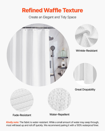 White Waffle Shower Curtain 72 x 72 in – product detail view
