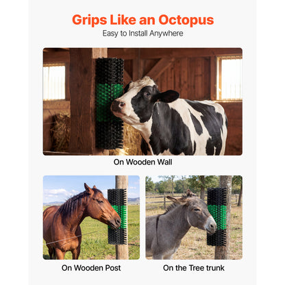 16.9" Livestock Scratching Brush with Mounting Screws, Green & Black – feature detail view