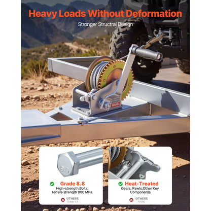 1600 lb Manual Boat Winch with 32.8 ft Steel Cable & Two-Way Ratchet – product detail view