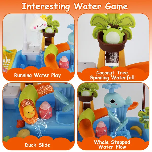 3-in-1 Kids Kitchen Sink Toy with Electric Faucet & Fishing Game – product detail view