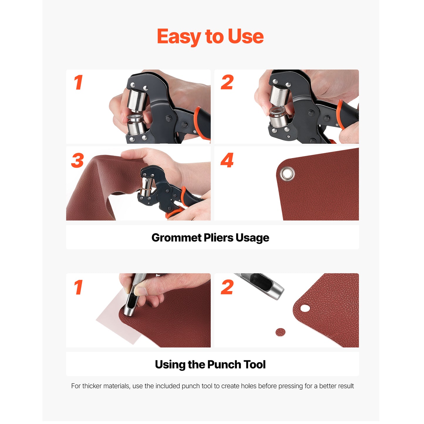 1/2" Grommet Tool Kit with 500 Silver Eyelets, Pliers & Hole Punch – additional product view