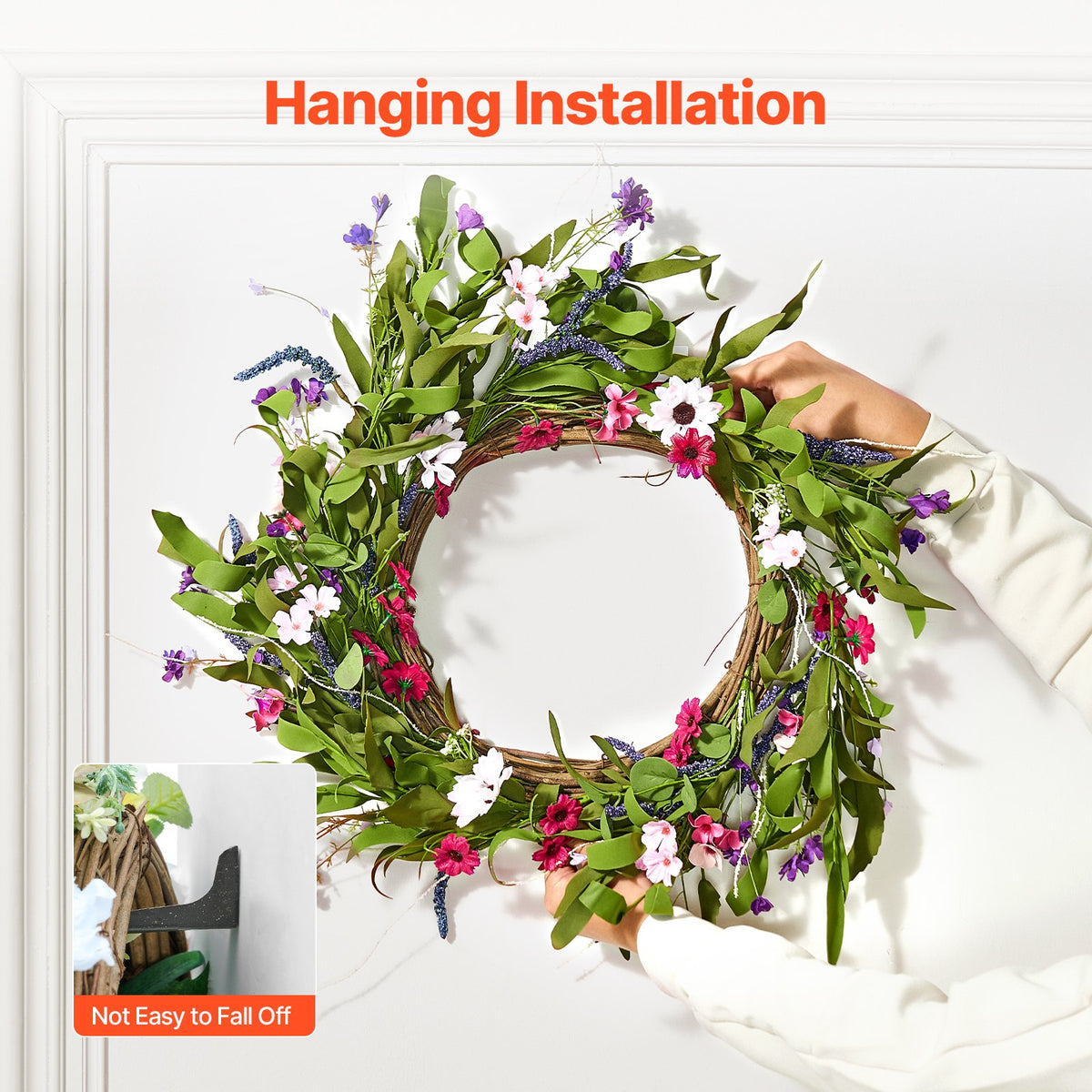 22 in Artificial Daisy Wreath – feature detail view