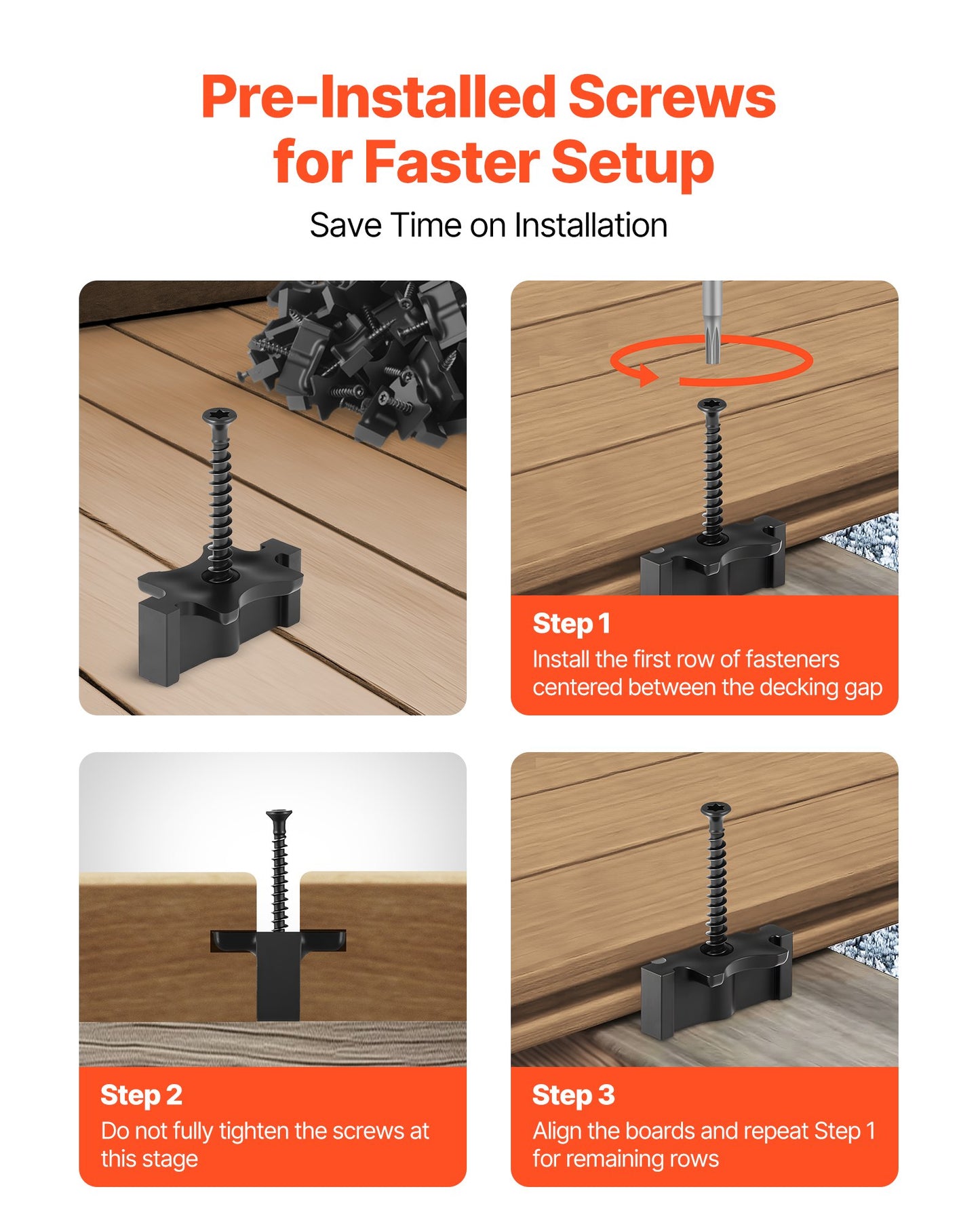 Hidden Deck Fasteners, 90-Pack Universal T-Clips for Composite Decking – additional product view