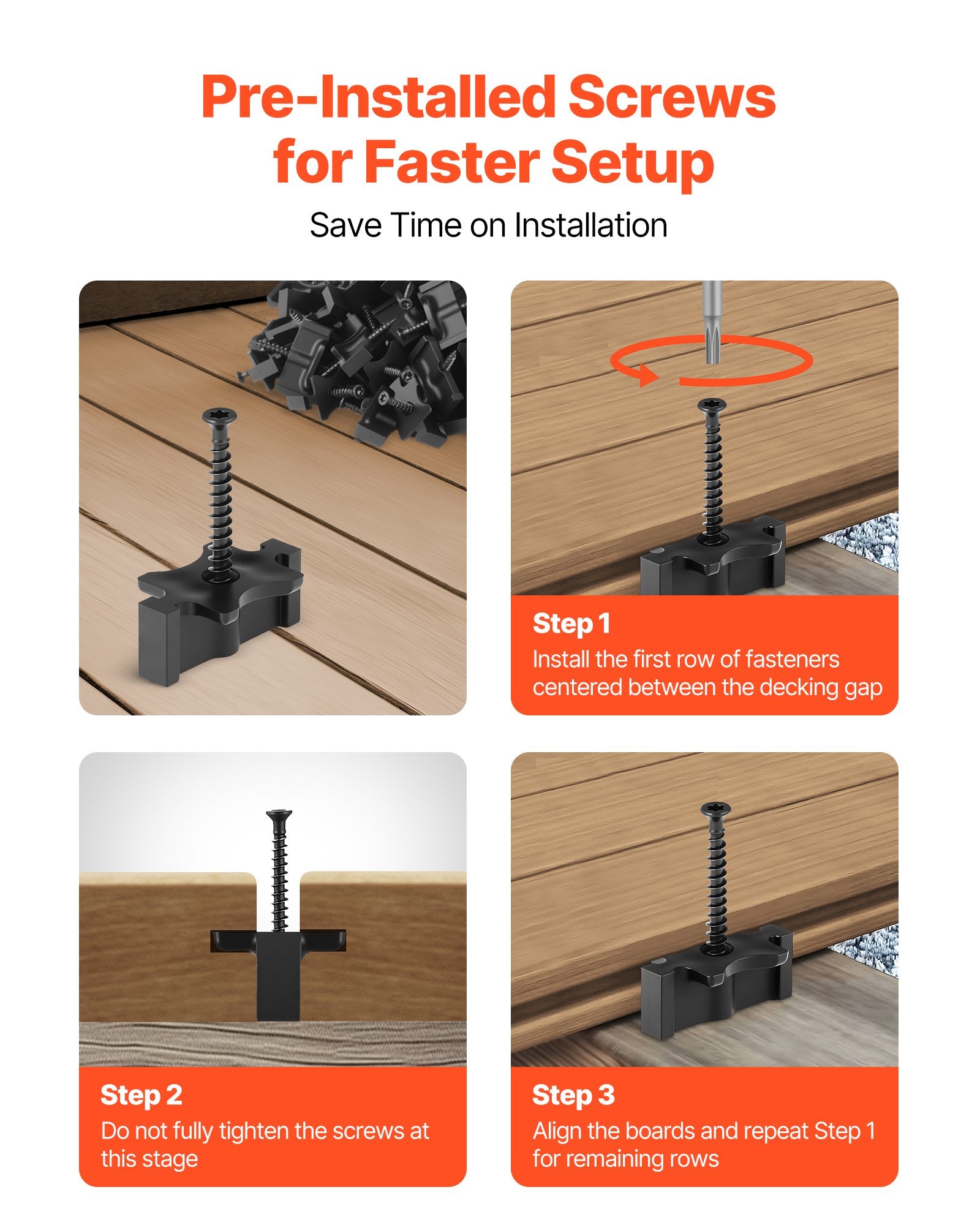 Hidden Deck Fasteners, 90-Pack Universal T-Clips for Composite Decking – additional product view