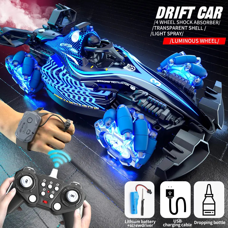 F1 Style Remote Control Car with Music, Lights & Spray Tail – in-use product view