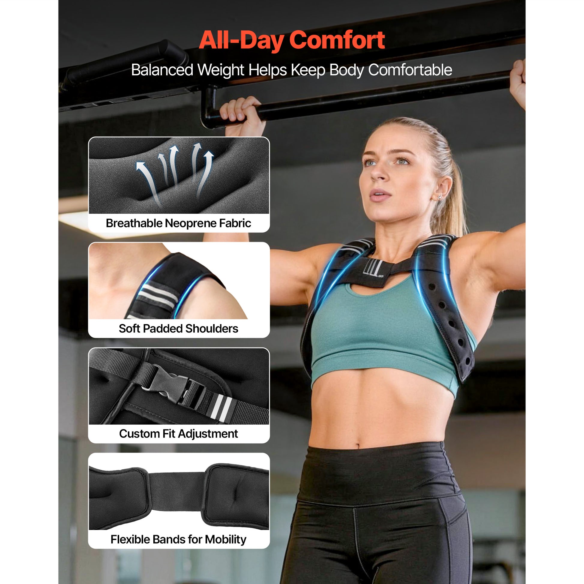 8 lb Weighted Vest for Training & Running with Reflective Stripe – product detail view