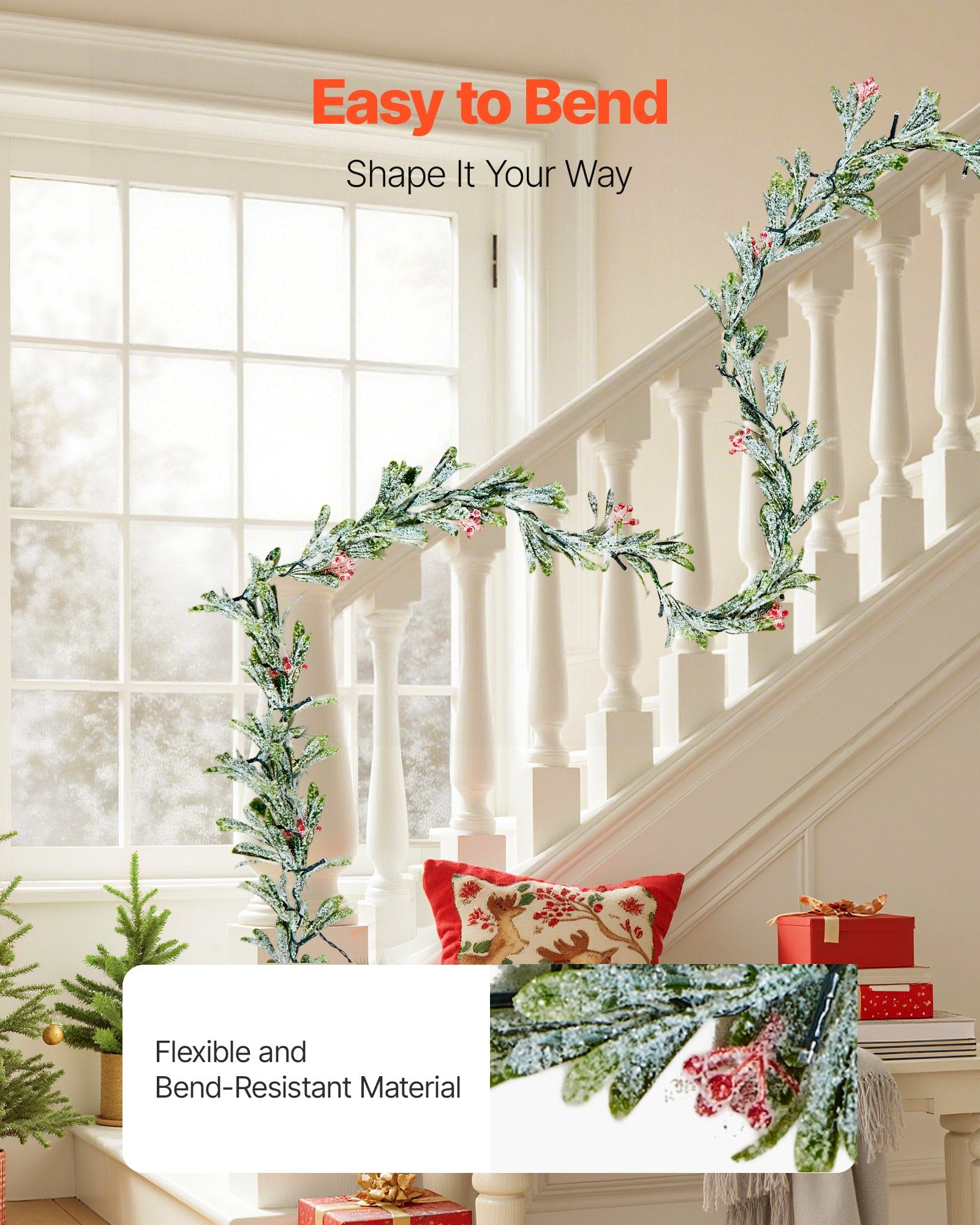 9 ft Lighted Christmas Garland with Berries, Olive Leaves & Vines – additional product view