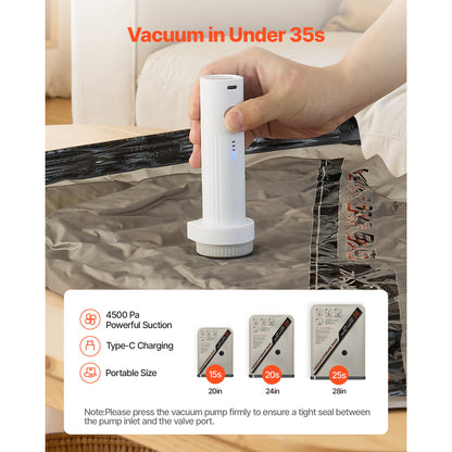 16-Pack Vacuum Storage Bags with Electric Pump & Charging Cable – feature detail view