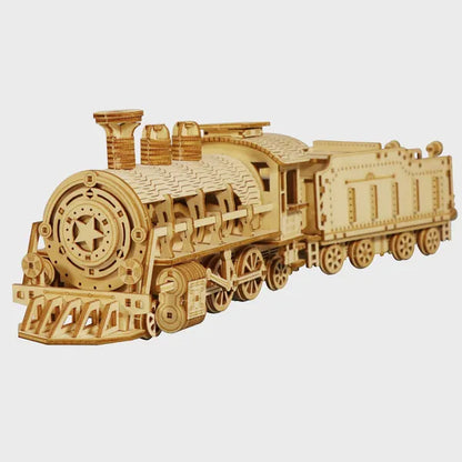 3D Wooden Train Puzzle Kit | Mechanical Model Brain Teaser – additional product view