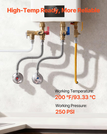 18" Water Heater Installation Kit with 3/4" FIP Flex Connectors – feature detail view
