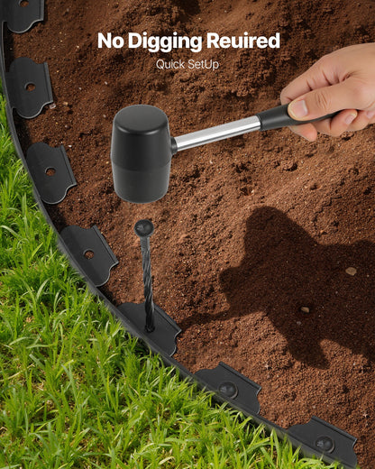 20 ft x 2 in No-Dig Plastic Landscape Edging, L-Shaped Garden Border – feature detail view