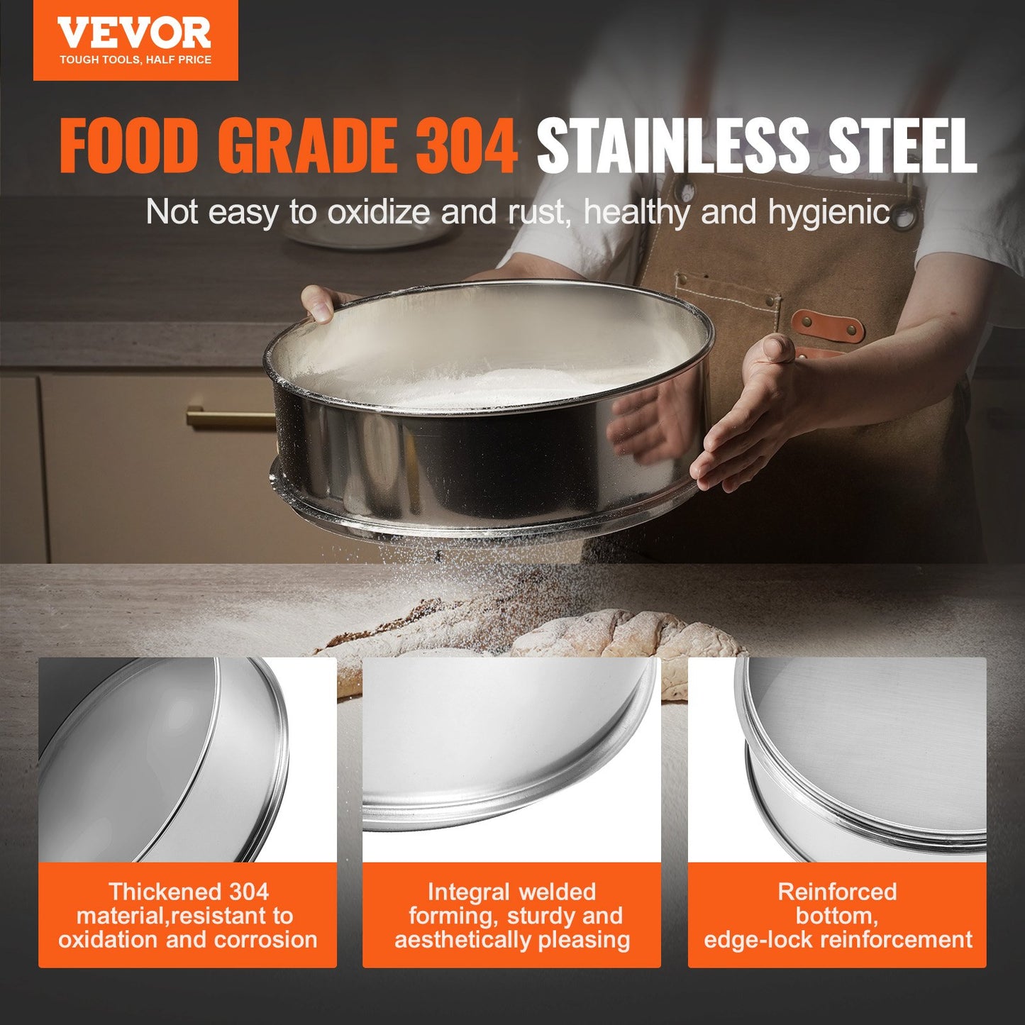 150-Mesh Stainless Steel Fine Flour Sieve for Baking – alternate product view