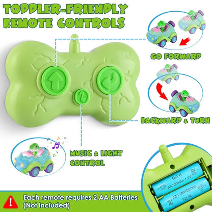 2-Pack Dinosaur RC Cars for Kids | Rechargeable Light & Music – feature detail view