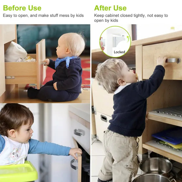 4-Piece Magnetic Cabinet Locks | Adhesive Child Safety Locks – product detail view