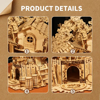 3D Wooden Tree House Puzzle Kit | DIY Model Building Craft – feature detail view