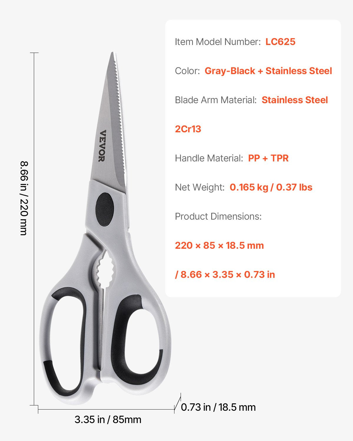 Stainless Steel Kitchen Scissors with Protective Sheath – alternate product view