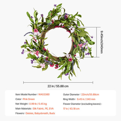 22 in Artificial Daisy Wreath – product detail view