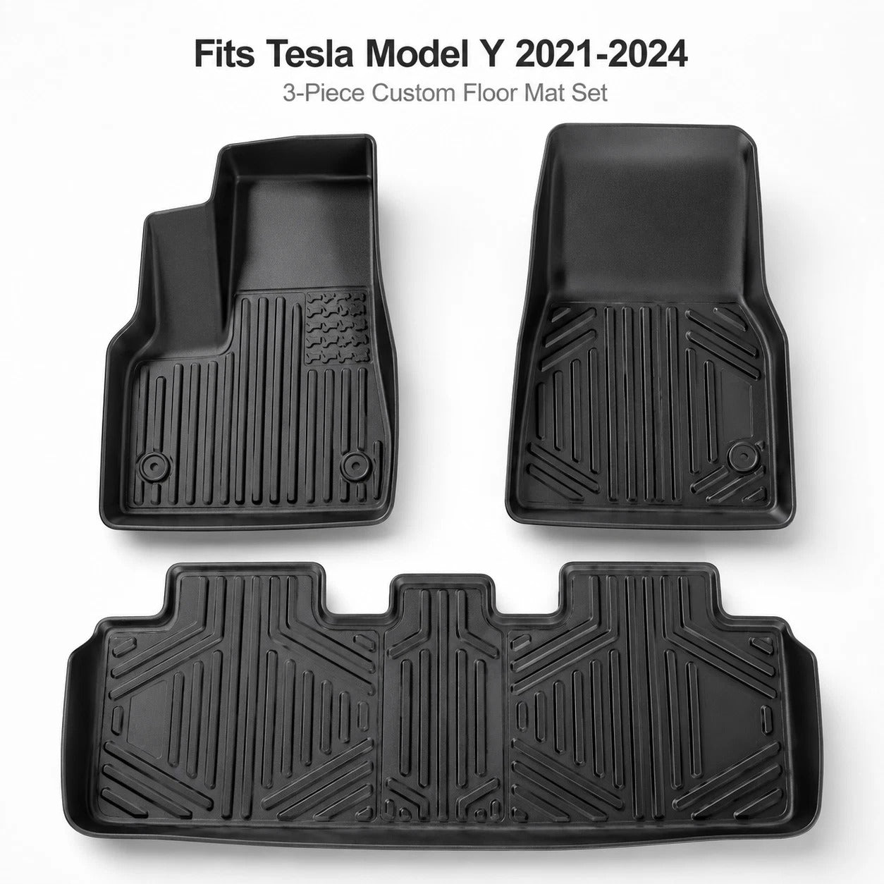 Tesla Model Y Floor Mats 2021-2024 | 3-Piece All-Weather TPE Liner Set – main product view